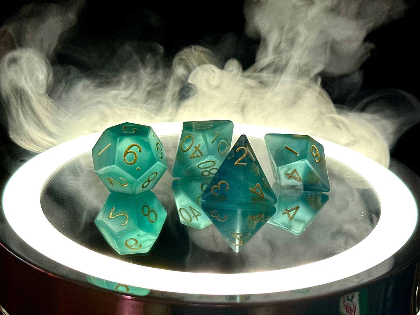 Zestaw kostek RPG d12 d100 d10 d8 turkus – unikatowe premium