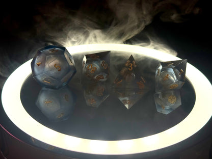 kostki rpg d20 d8 d6 liquid core zloty rdzen brokat